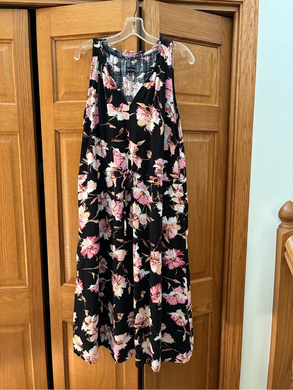 Well Worn Black Floral Dress with Pink & Cream Bloom Print
